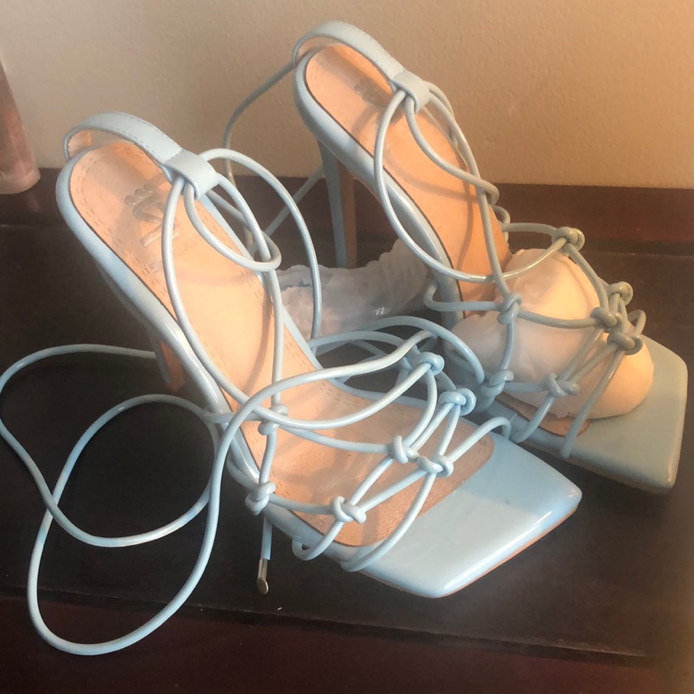 Powder Blue Shane Justin strap ankle wrap around